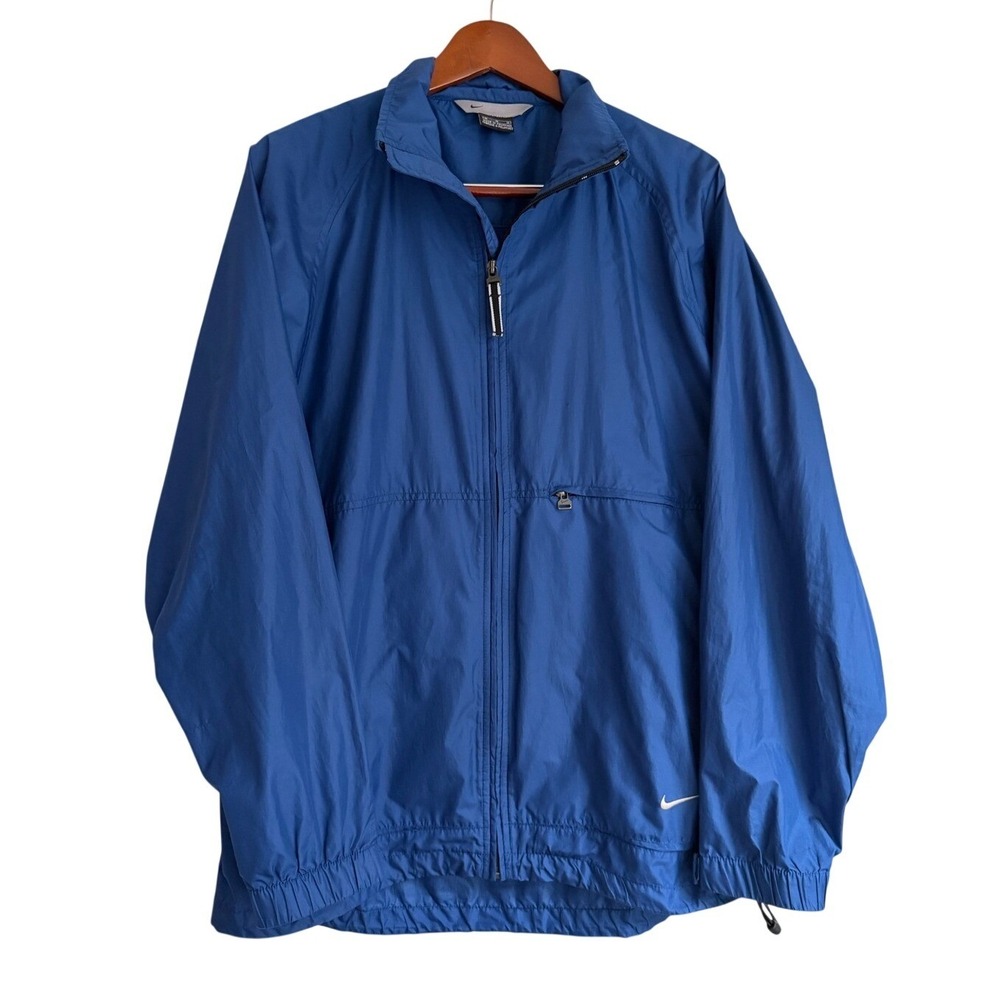 Nike Vintage Windbreaker Jacket Mens‎ Medium Blue Full Zip Rear Pocket Y2K
